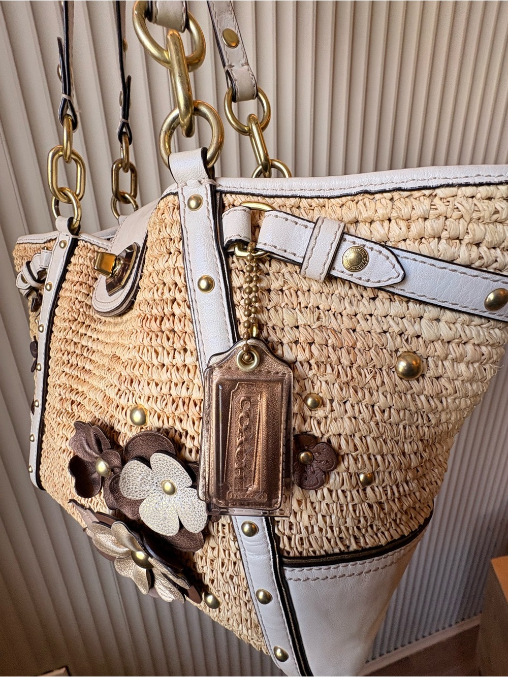 Coach Natalie Hampton Straw Tote Bag